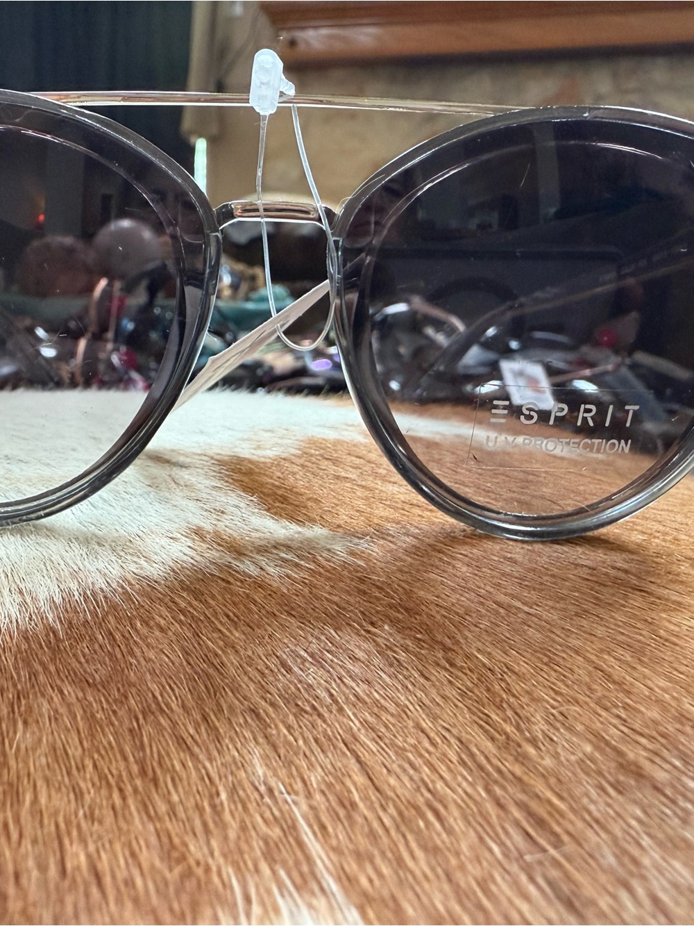 Esprit Women's Smoke Gray Round Sunglasses
